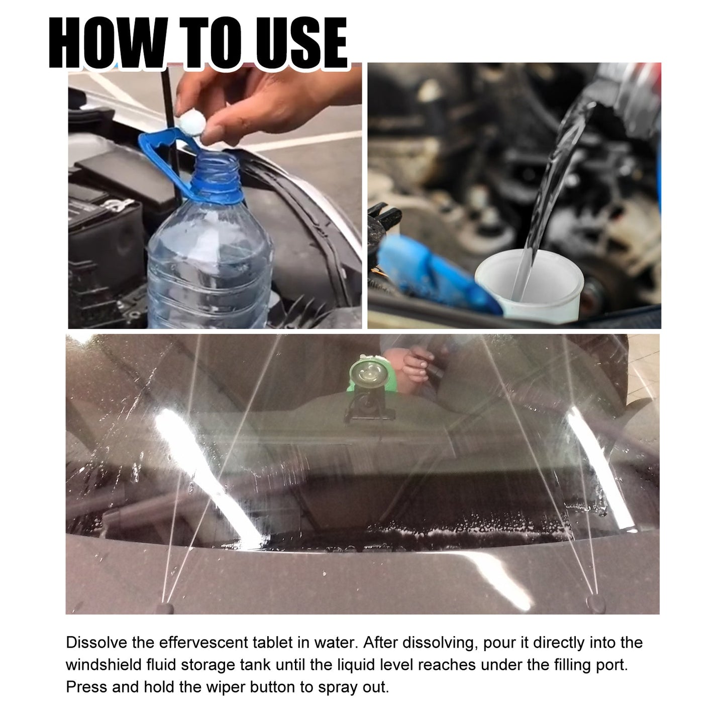 Homonth Windshield cleaning tablets Multifunctional car window glass cleaner for stain removal and fog removal