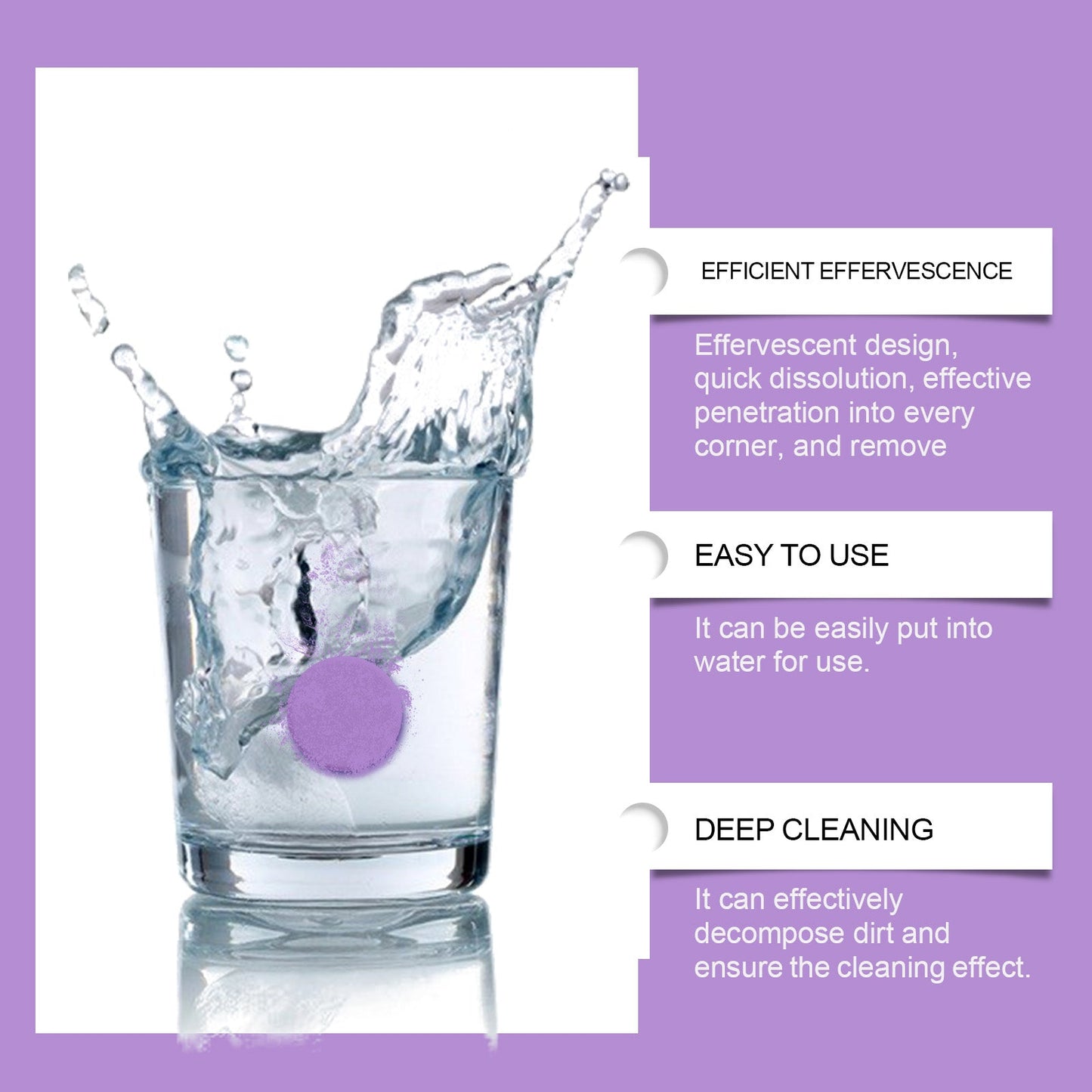 Oralhoe Purple Denture Retainer Cleaning Tablets Cleans stains, dental plaque buildup, and braces odor with cleaning tablets