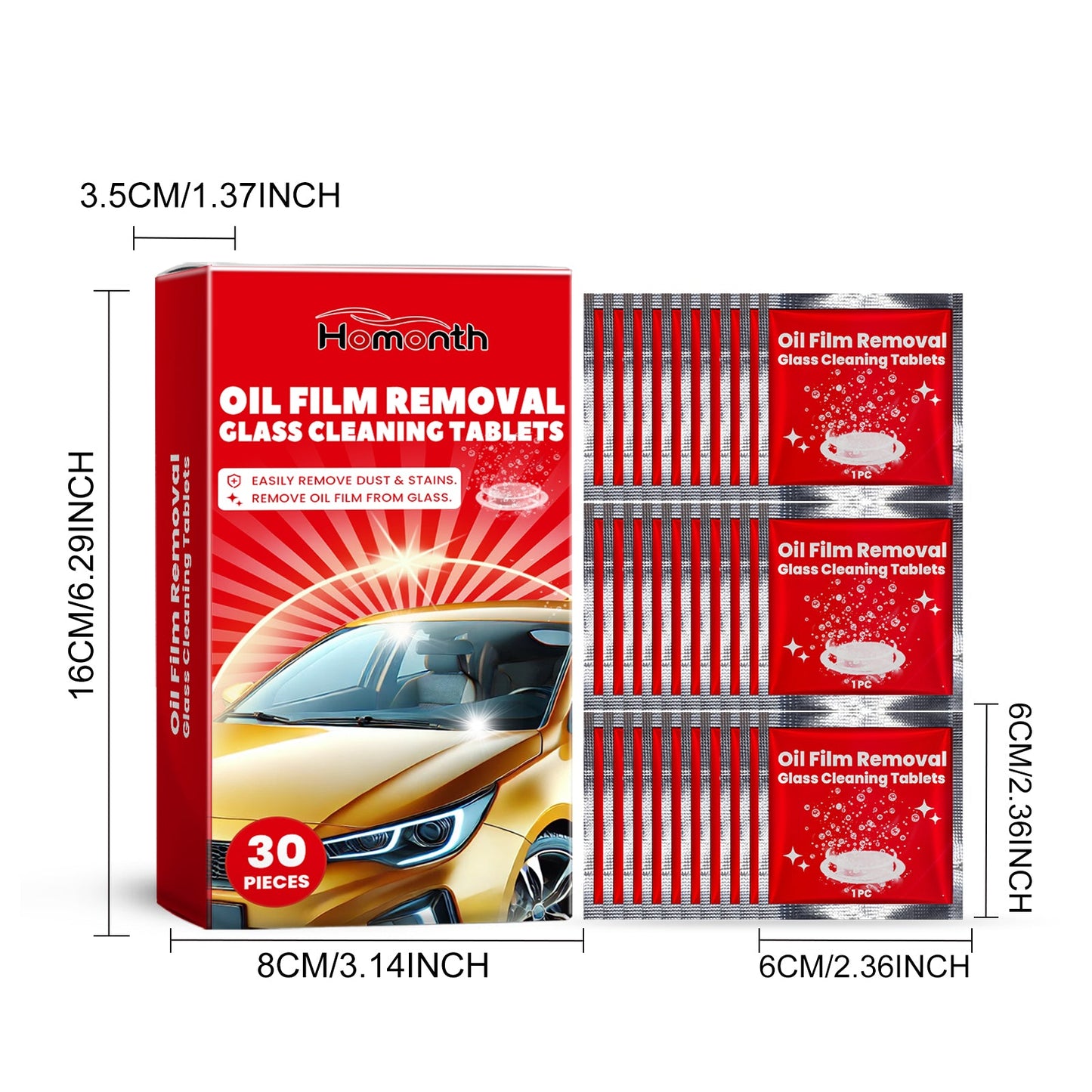 Homonth Car windshield washer fluid tablets Car window rainproof and waterproof anti-fog cleaning liquid tablets