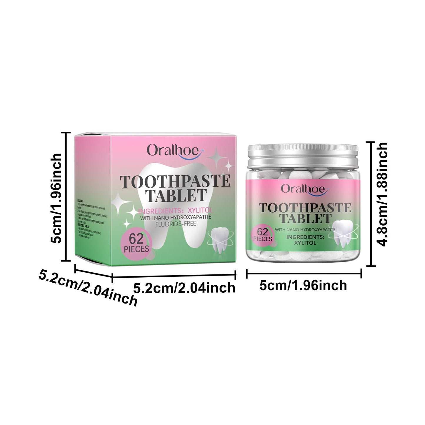 Oralhoe Bubblegum Toothpaste Tablets Clean teeth, maintain oral hygiene, freshen breath, daily care teeth cleaning tablets