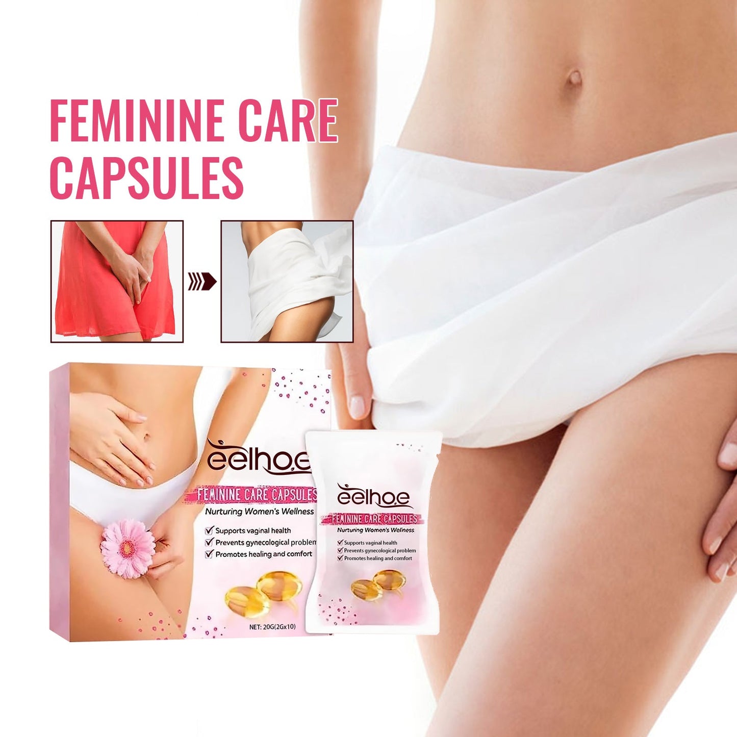 EELHOE Women's Care Capsules Gentle cleansing, itch and odor relief, moisturizing and caring for women's body care capsules