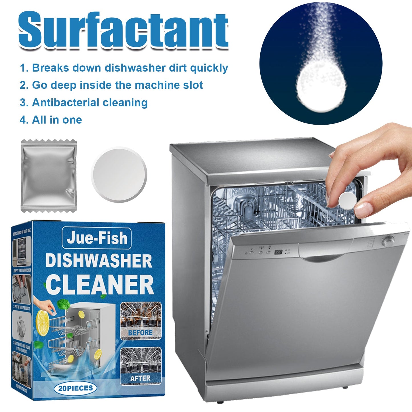 Jue-Fish Dishwasher cleaning tablets Specialized cleaning tablets for built-in drawer dishwashers in Taiwan