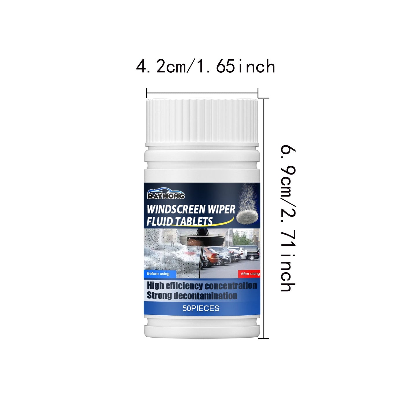 Rayhong Car windshield cleaning effervescent tablets Cleaning, decontamination, and removal of shellac oil film wiper effervescent tablets