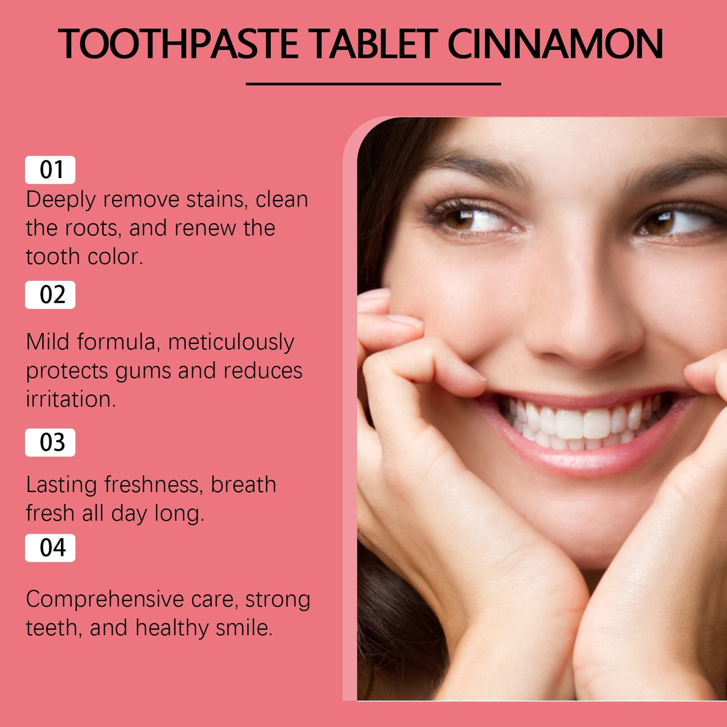 Oralhoe Cinnamon toothpaste tablets Gentle cleaning of dental stains, oral hygiene care, dental care toothpaste tablets