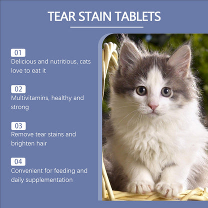 Yegbong Tear stain remover for cats Pet nutritional supplement for cats, tear stain remover tablets to moisturize the eyes