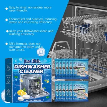 Jue-Fish Dishwasher cleaning tablets Kitchenware stain remover for heavy grease stains, tableware cleaner, dishwashing detergent