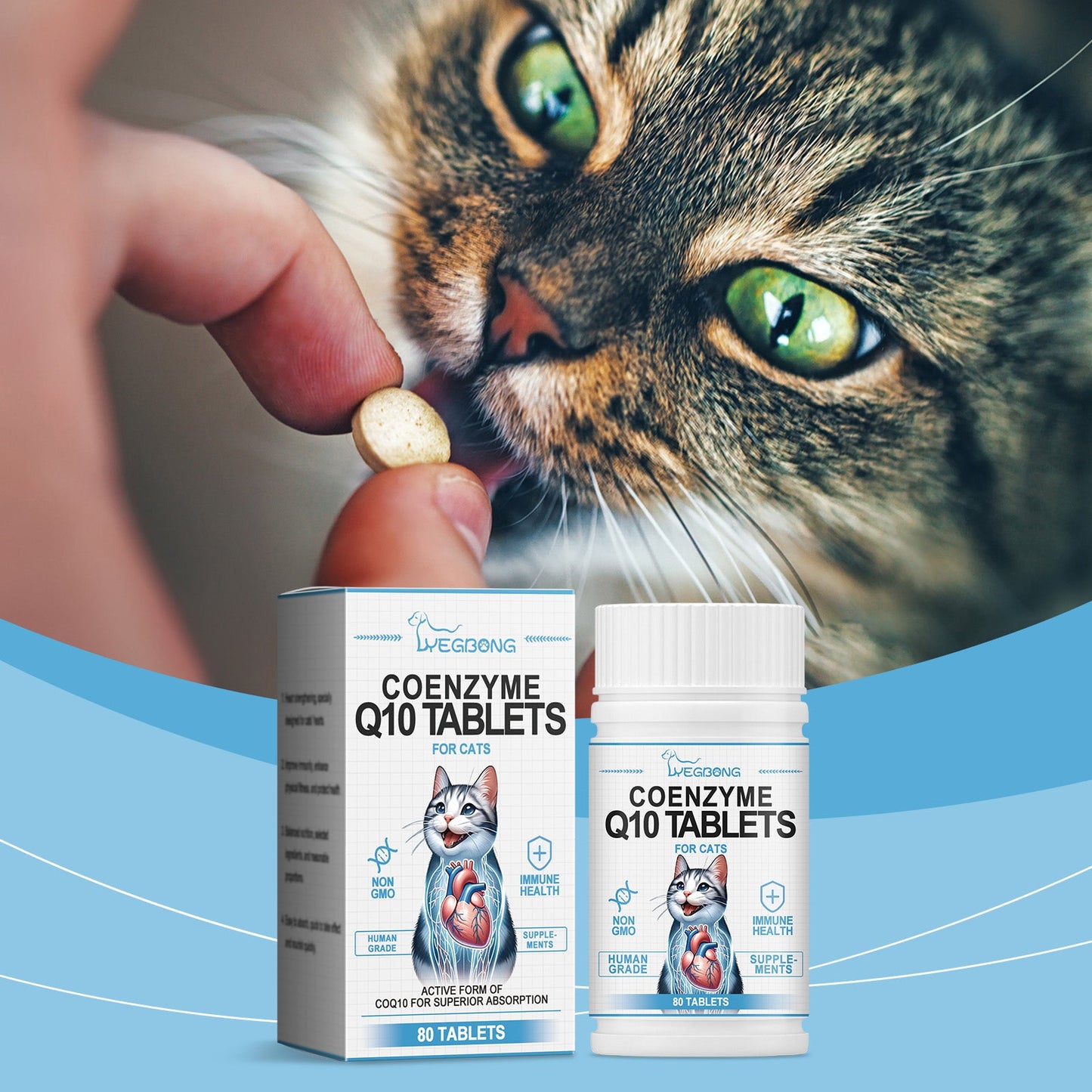 Yegbong Coenzyme tablets for cats Coenzyme specifically designed to protect the health and vitality of cats Q10Absorbent Nutritional Supplement
