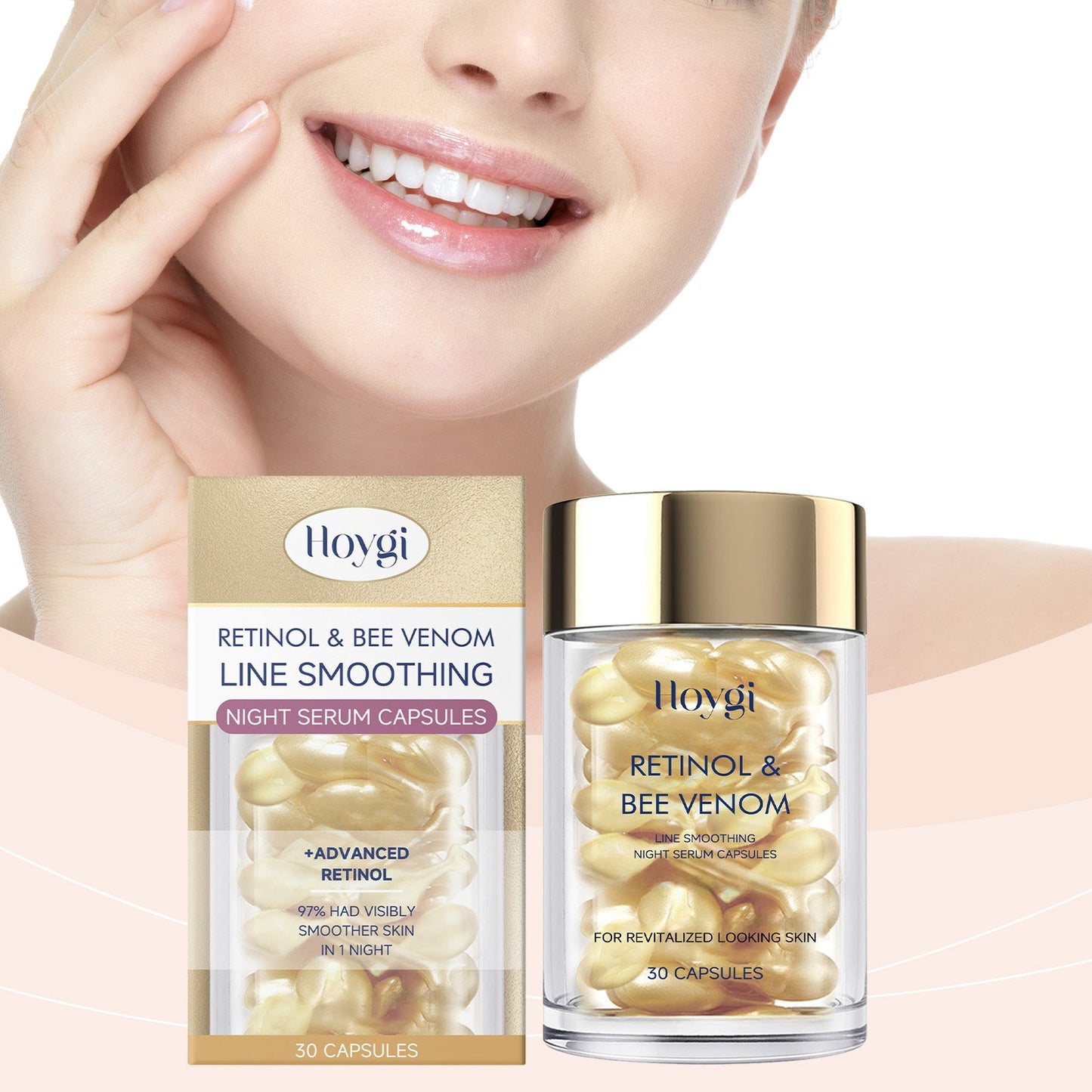 Hoygi Retinol and Bee Venom Facial Capsules Gentle moisturizing facial skin firming and skin texture improving hydrating capsules