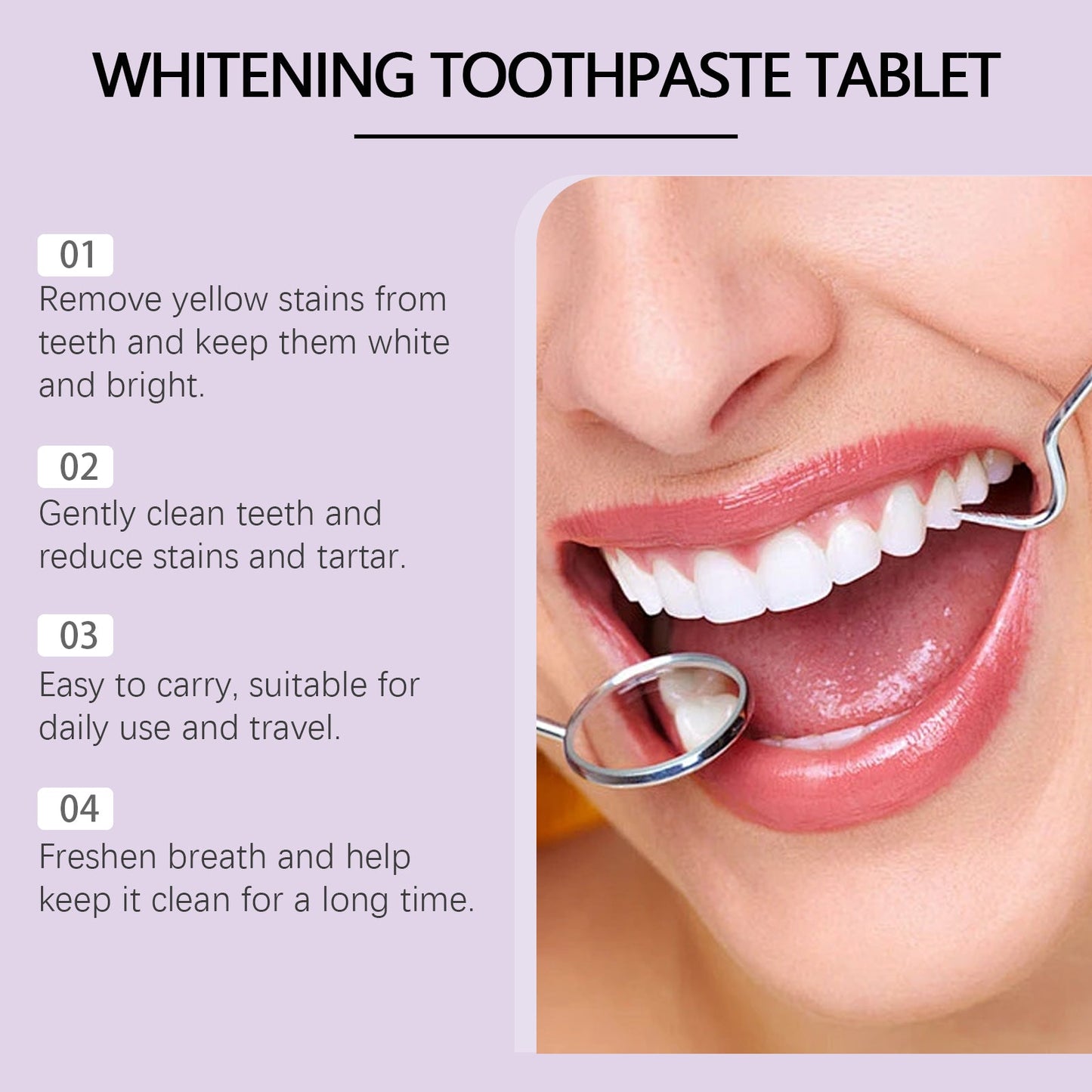 Oralhoe Whitening Toothpaste Tablets Teeth Cleaning Yellow Teeth Tartar Oral Odor Care Portable Cleaning Tablets