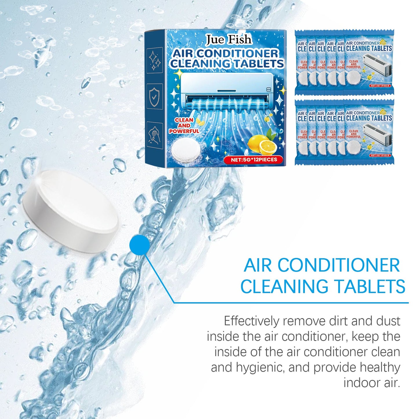 Jue-Fish Air conditioner cleaning effervescent tablets Air conditioner cleaning products, air conditioner care to keep the air fresh and hygienic