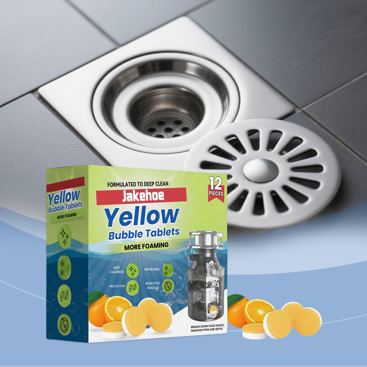 Jakehoe Pipe cleaning tablets Household cleaning drain cleaner for unclogging hair and grease in sewers