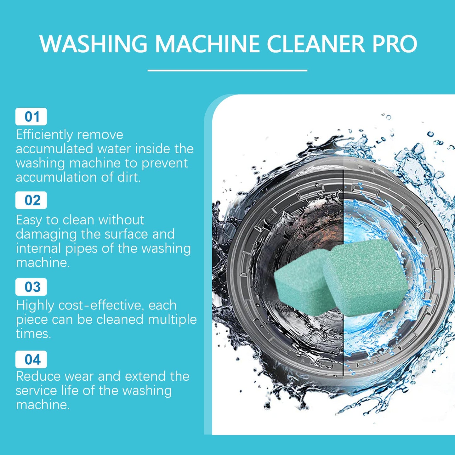 Jakehoe Washing machine cleaning tablets Cleaning the washing machine drum for household use, removing stains and scale