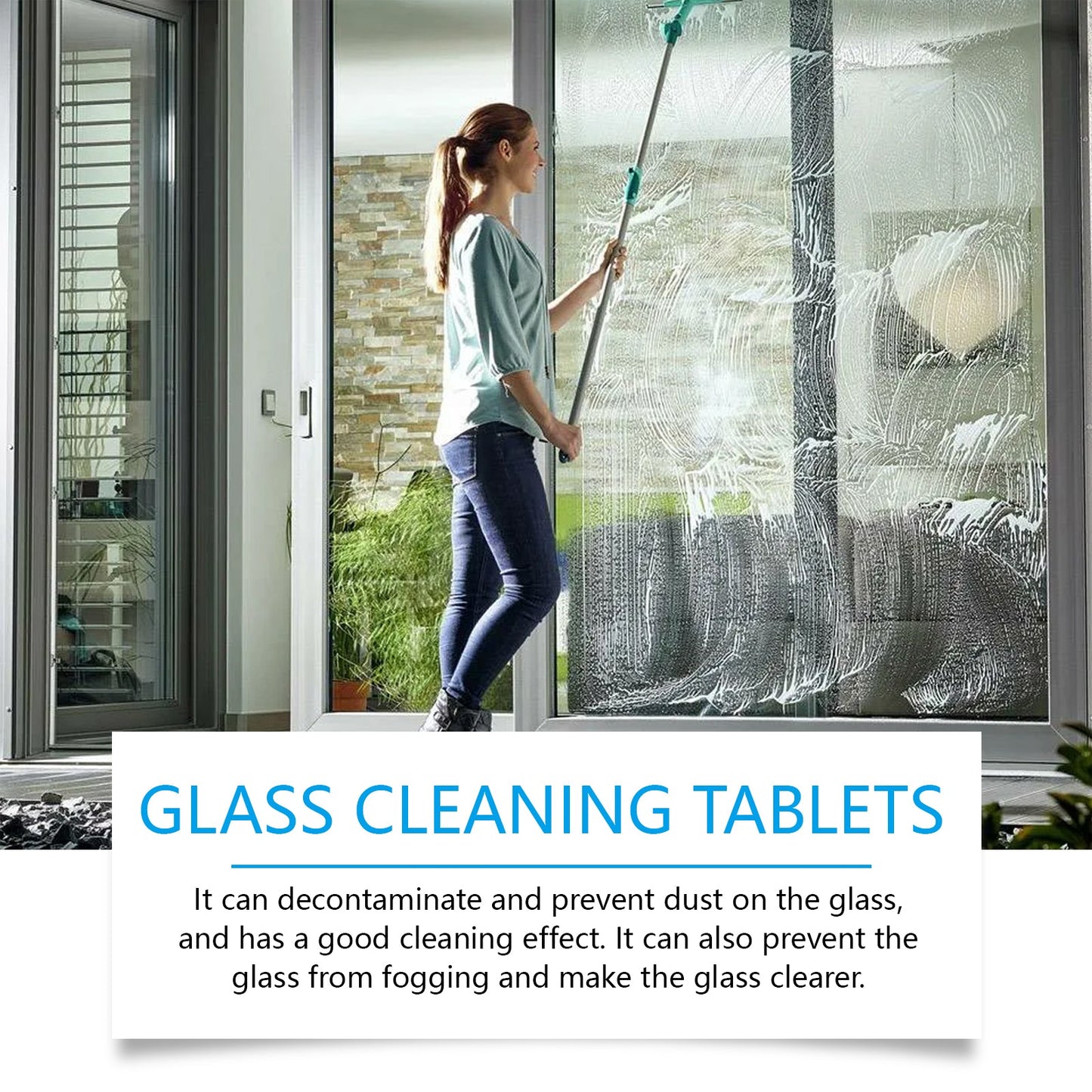 Jue-Fish Glass cleaning effervescent tablets Door and window glass, water stains, dust, and stubborn dirt are cleaned, leaving the mirror surface clear and bright