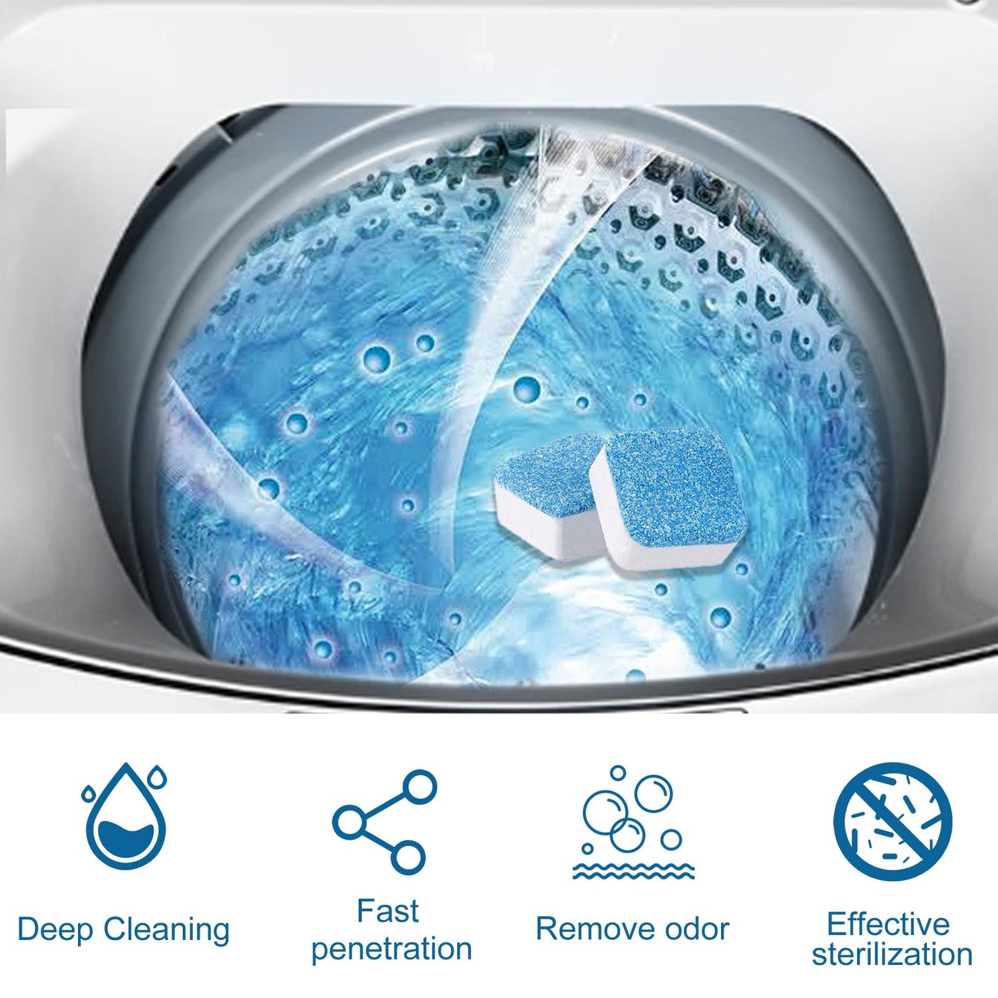 Jakehoe Washing machine cleaning tablets Washing machine tank stain cleaner effervescent tablets for automatic cleaning