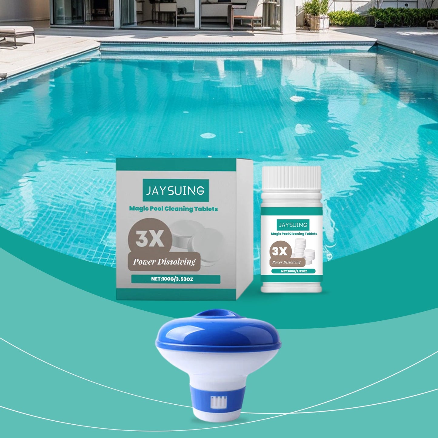 Jaysuing Pool cleaning tablets Daily private pool cleaning tablets for removing scale and odors, instant cleaning