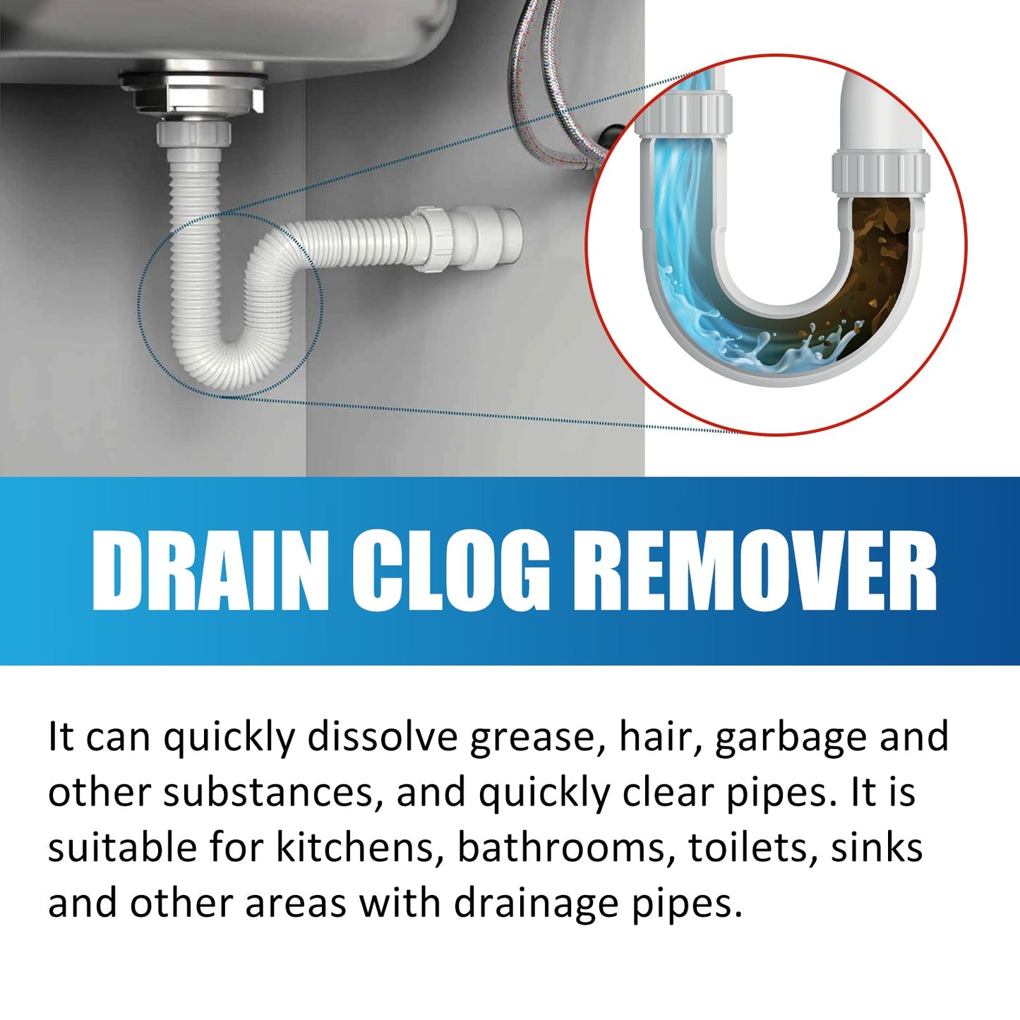 Jakehoe Drain Cleaning Tablets Kitchen and toilet drain pipes are clogged; cleaning, unclogging, and eliminating odors