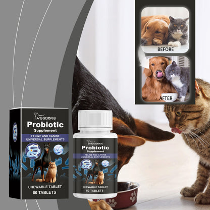 Yegbong Universal Compound Probiotic Tablets for Cats and Dogs Nutritional Supplement Tablets for Pets, Dogs and Cats