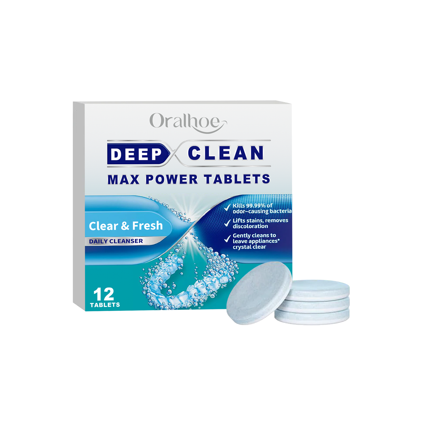 Oralhoe Dental aligner cleaning effervescent tablets Dental aligner odor-removing gentle stain-removing cleaning tablets