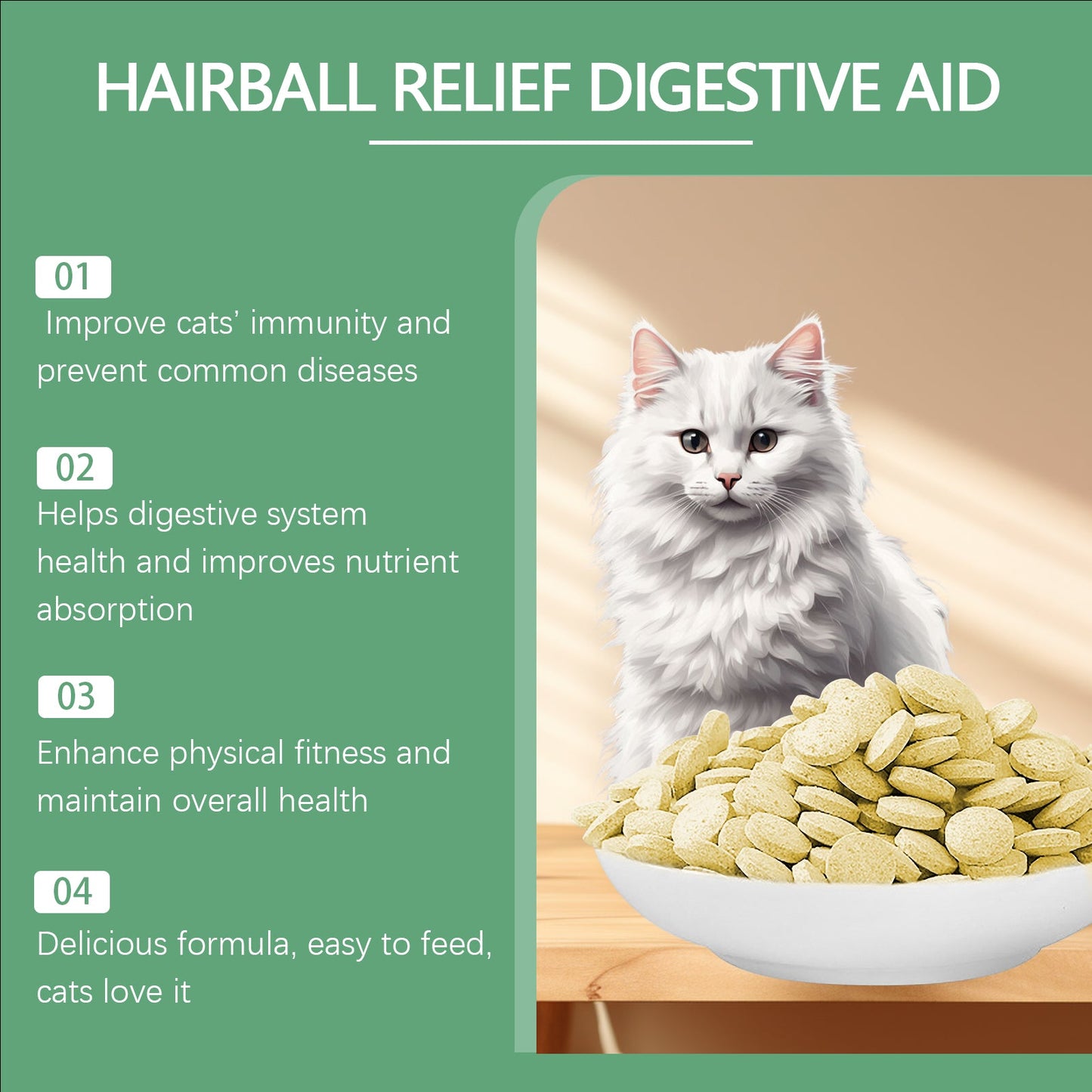 Yegbong Cat grass tablets Nourishing and health-preserving tablets rich in dietary fiber for cats and dogs