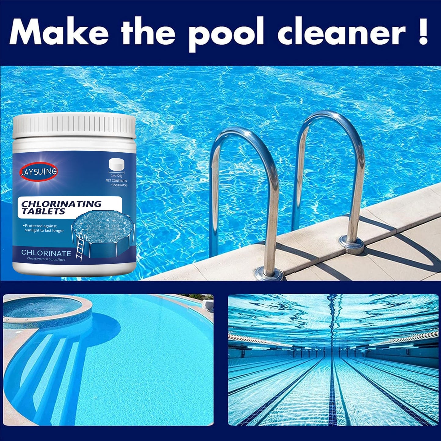 Jaysuing Effervescent Tablets Multifunctional Instant Cleaning Swimming Pool Water Quality Improvement Effervescent Tablets