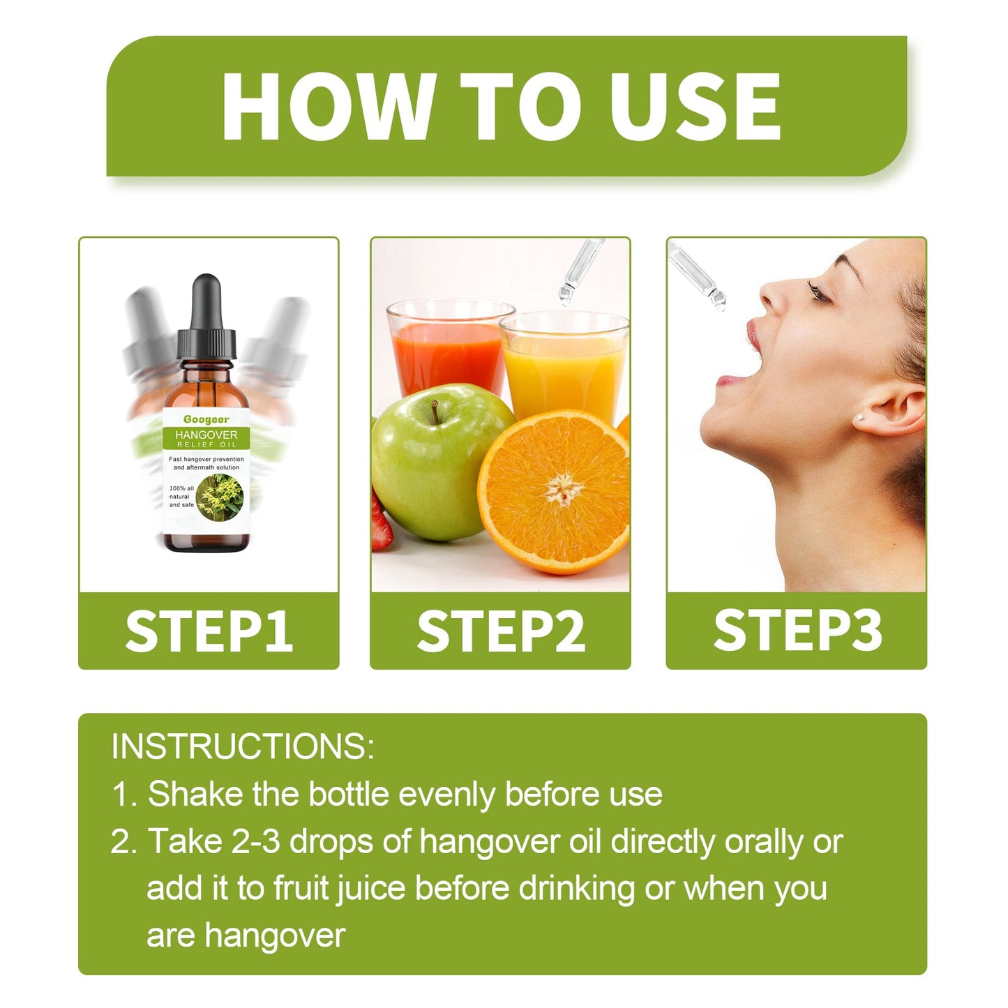 Googeer Anti-Hangover Oil Relieves hangover nausea, fatigue, dizziness, and body discomfort after drinking at parties and gatherings