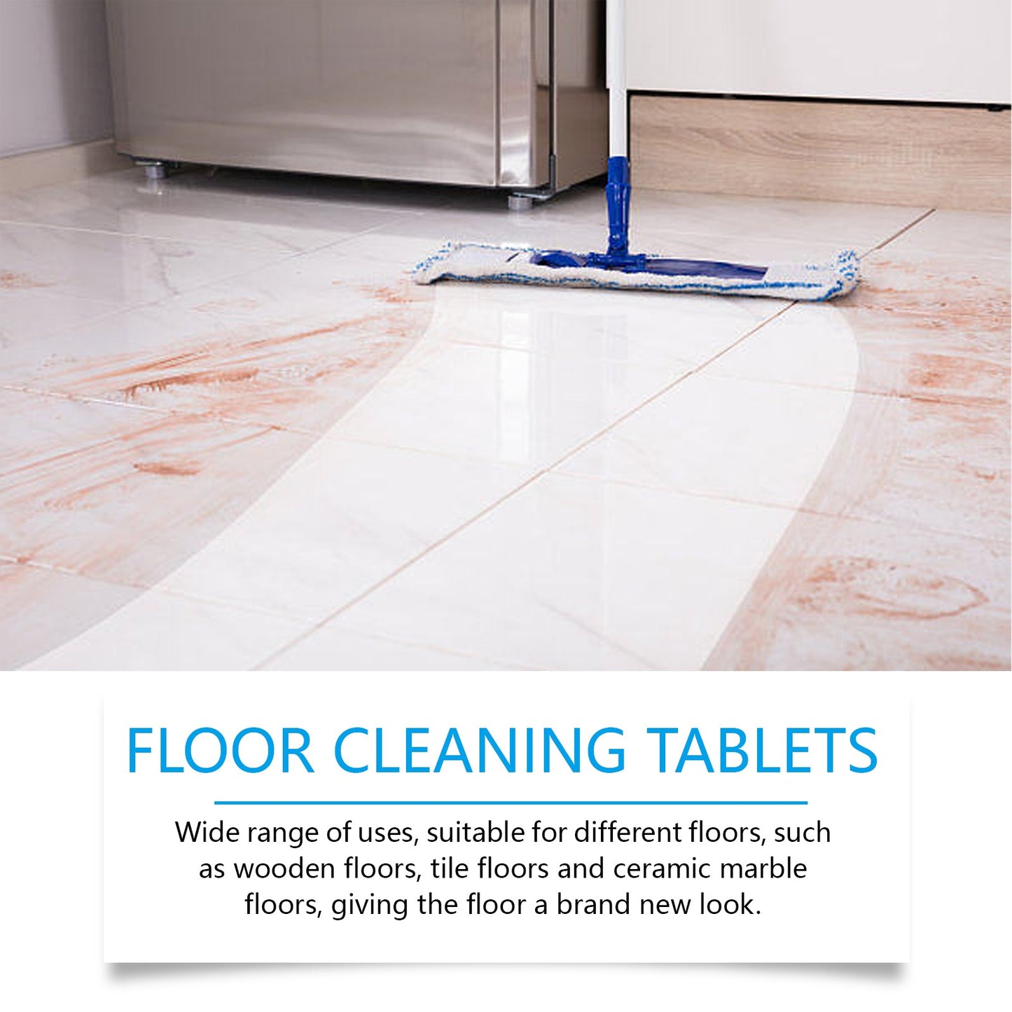JUE FISH Floor Cleaning Effervescent Tablets Floor tile stain remover, descaler, brightener, polisher, cleaning effervescent tablets