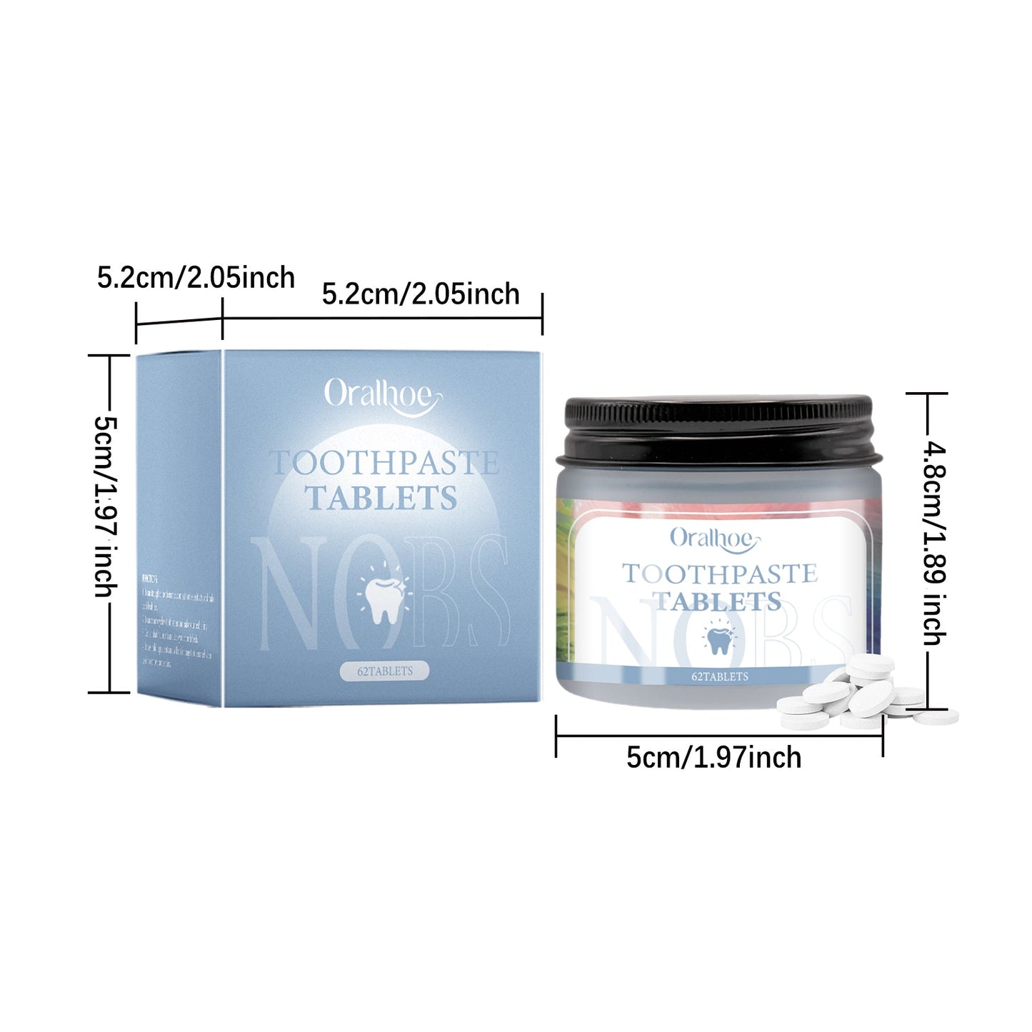 Oralhoe Toothpaste tablets Mild ingredients clean dental dirt, protect enamel, dental care toothpaste tablets