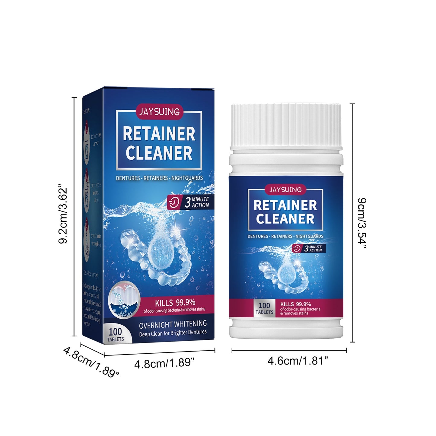 Jaysuing Denture cleaning tablets Whitening Dentures Fresh Breath Oral Care Cleaning Tablets