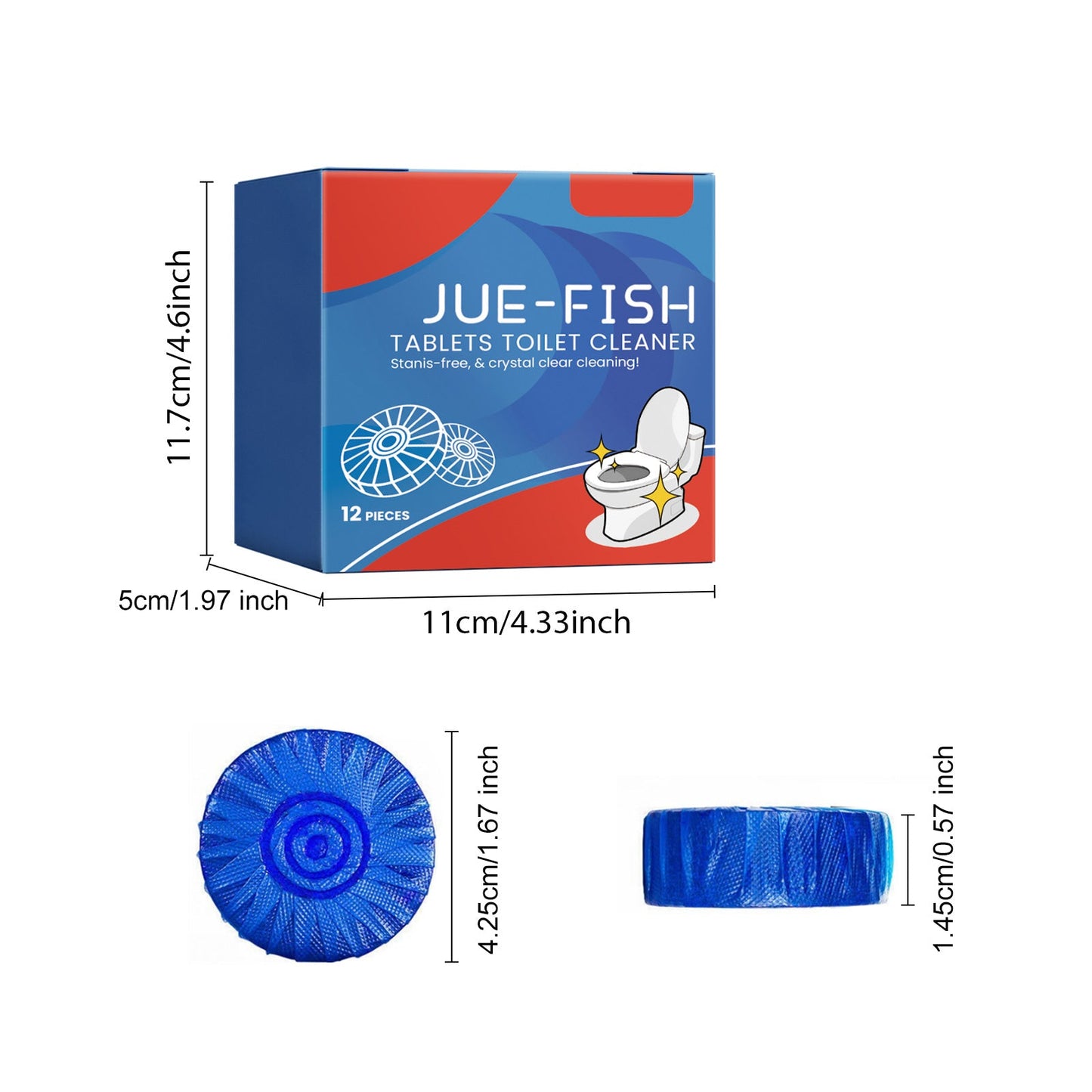 Jue-Fish Toilet cleaning tablets Household Toilet Cleaner for Descaling, Deodorizing, Stain Removal, and Fresh Scent Toilet Cleaning Tablets