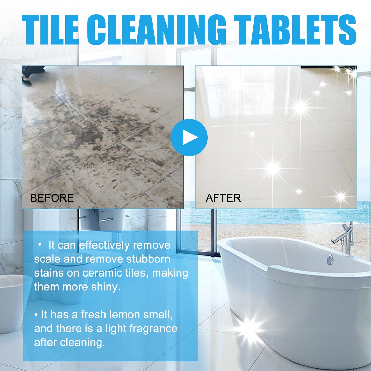 Jakehoe Tile cleaning tablets Toilet, bathtub, toilet bowl, washbasin, floor, wall, tiles - decontamination and cleaning
