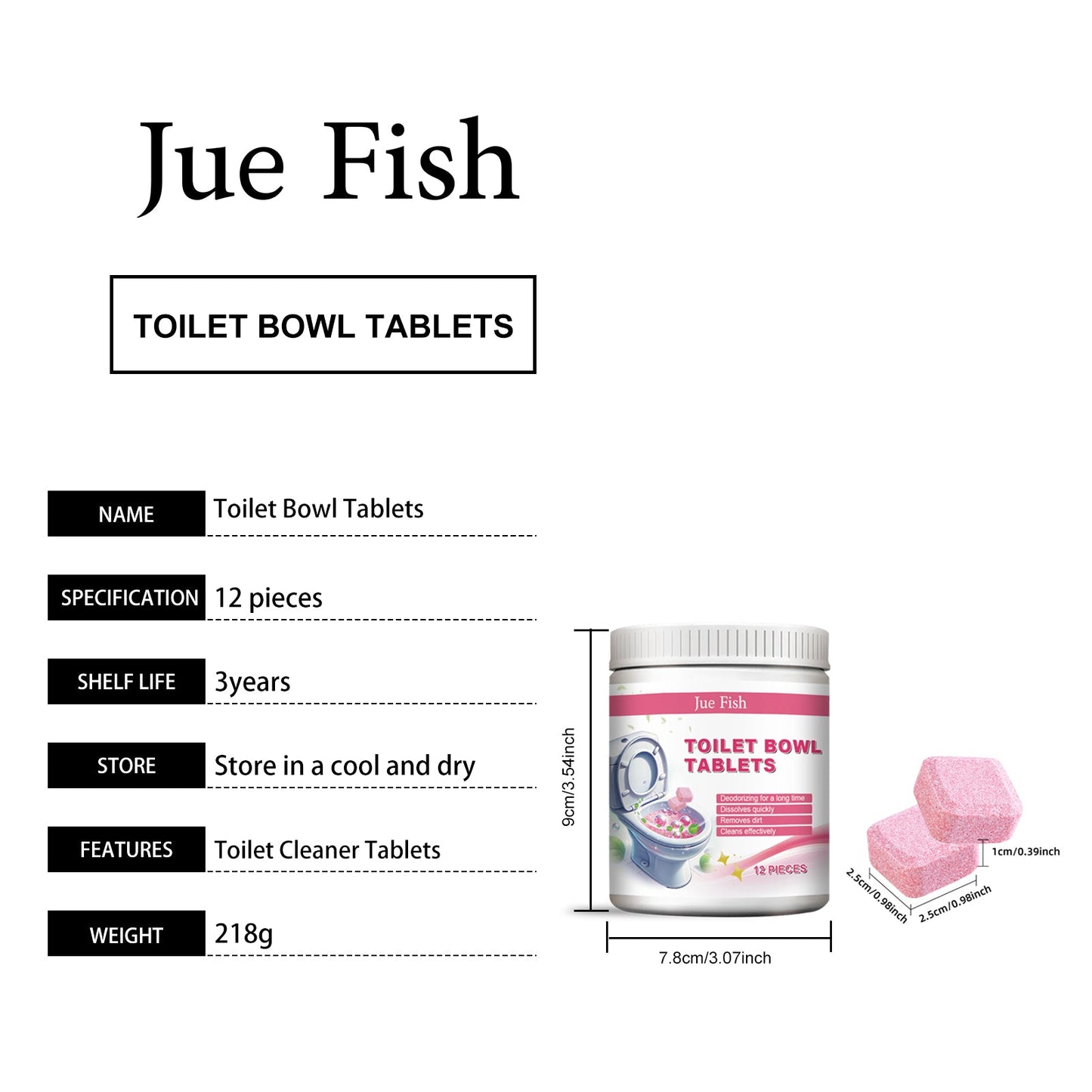 Jue-Fish Toilet cleaning effervescent tablets Household bathroom toilet odor removal, descaling, and cleaning