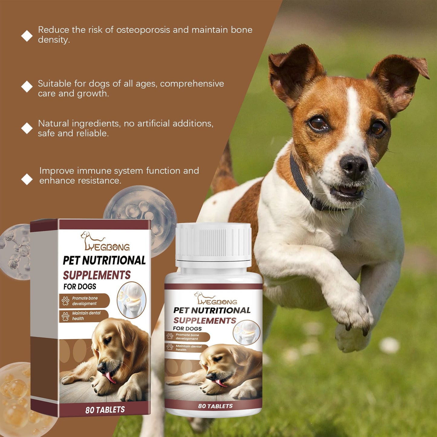 Yegbong Calcium Tablets for Dogs Pet Vitamin Supplement Oral Care Dietary Health Nutrition Calcium Tablets