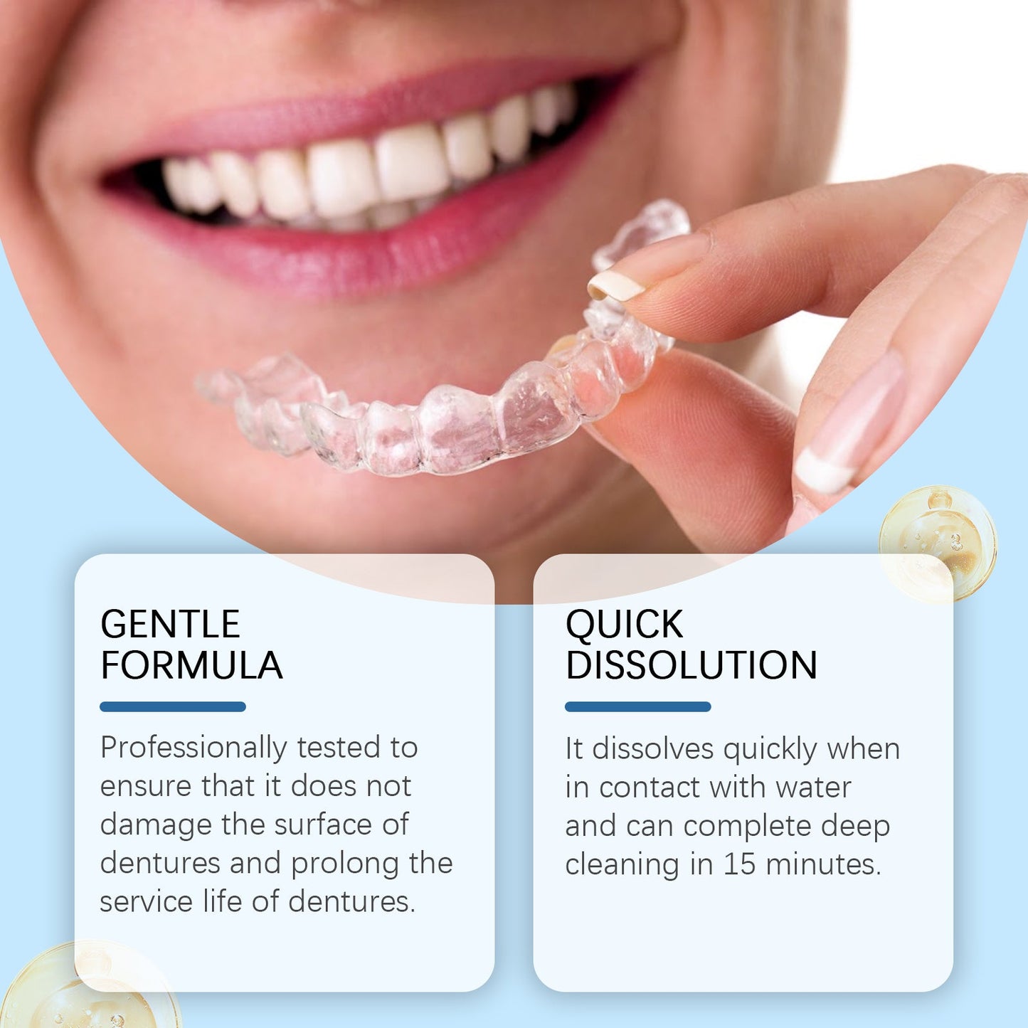 Oralhoe Denture cleaning effervescent tablets Gentle cleaning of denture stains, fresh and clean, daily portable effervescent tablets