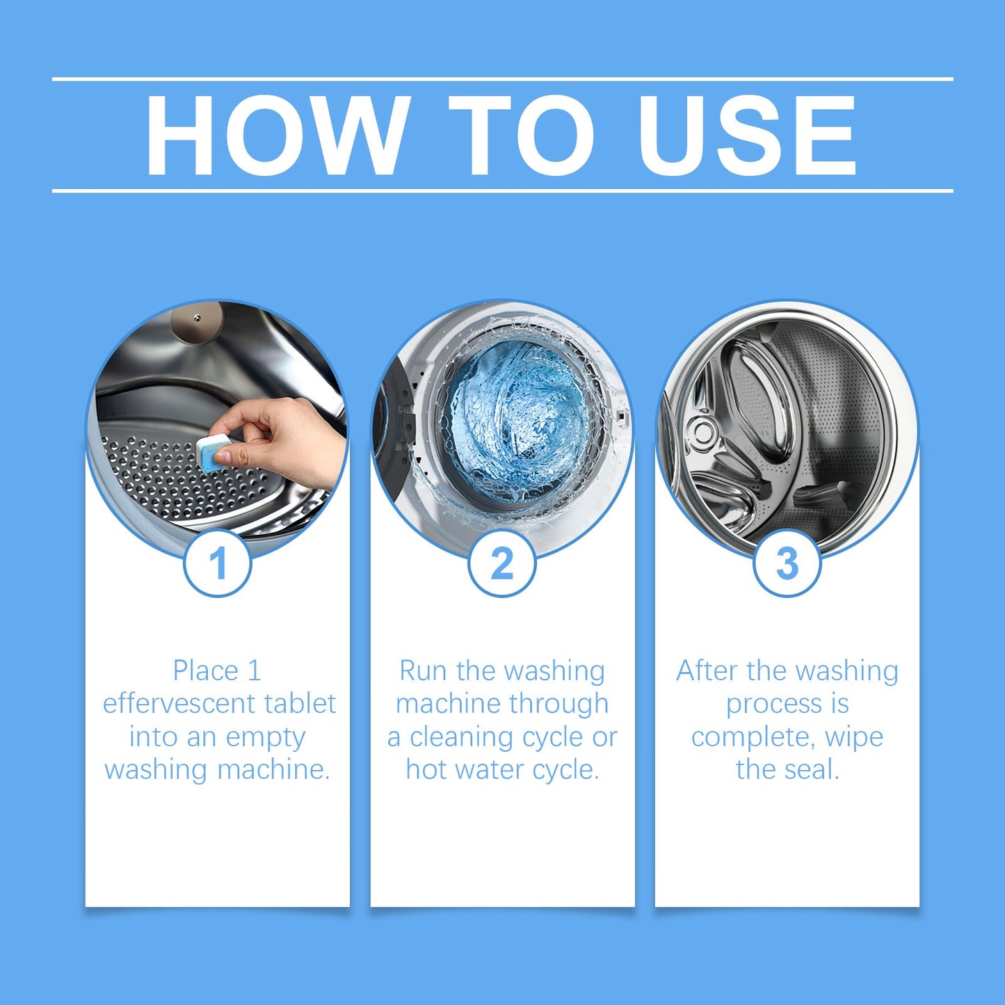 Jaysuing Washing machine stain remover effervescent tablets Washing machine detergent for descaling, stain removal, and odor elimination