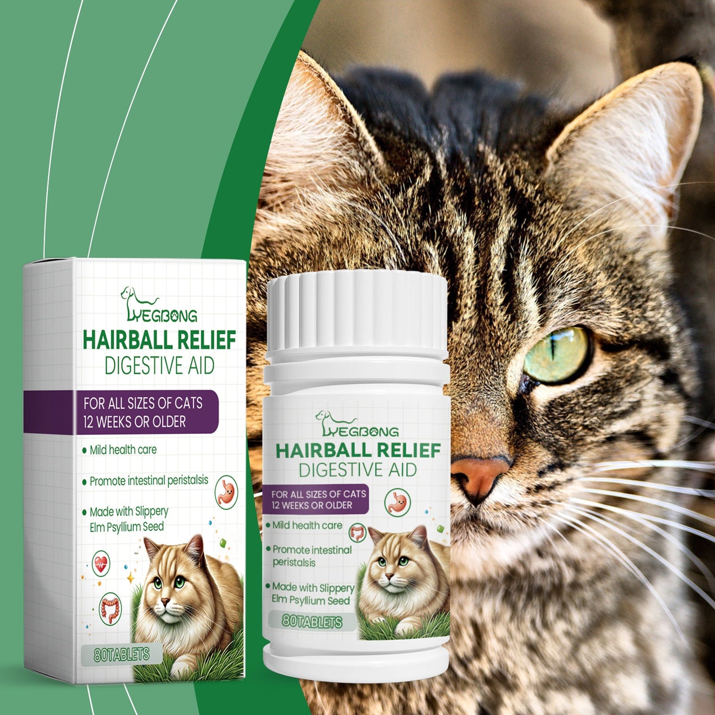 Yegbong Cat grass tablets Nourishing and health-preserving tablets rich in dietary fiber for cats and dogs