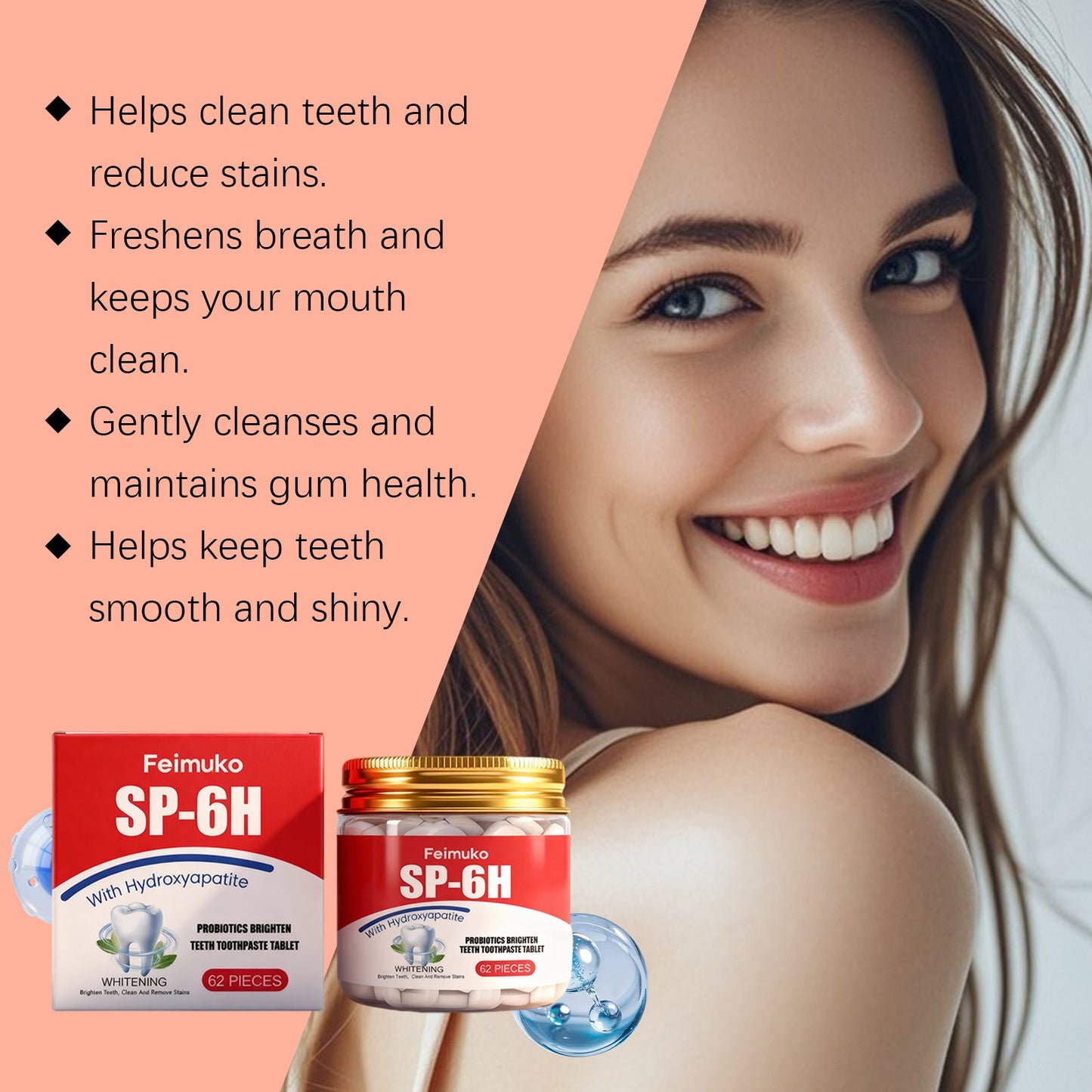 Feimuko Mint mouthwash tablets Gentle teeth cleaning, refreshing mouthwash, portable mouthwash tablets for travel