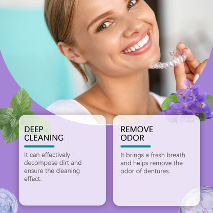 Oralhoe Purple Denture Retainer Cleaning Tablets Cleans stains, dental plaque buildup, and braces odor with cleaning tablets