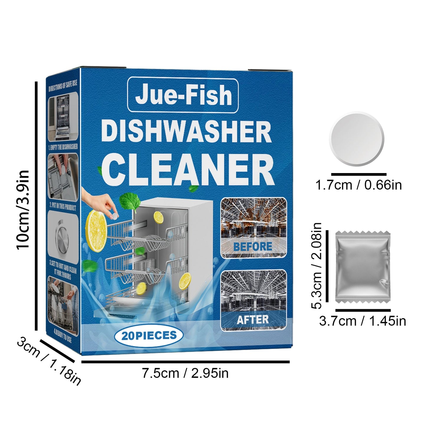 Jue-Fish Dishwasher cleaning tablets Specialized cleaning tablets for built-in drawer dishwashers in Taiwan