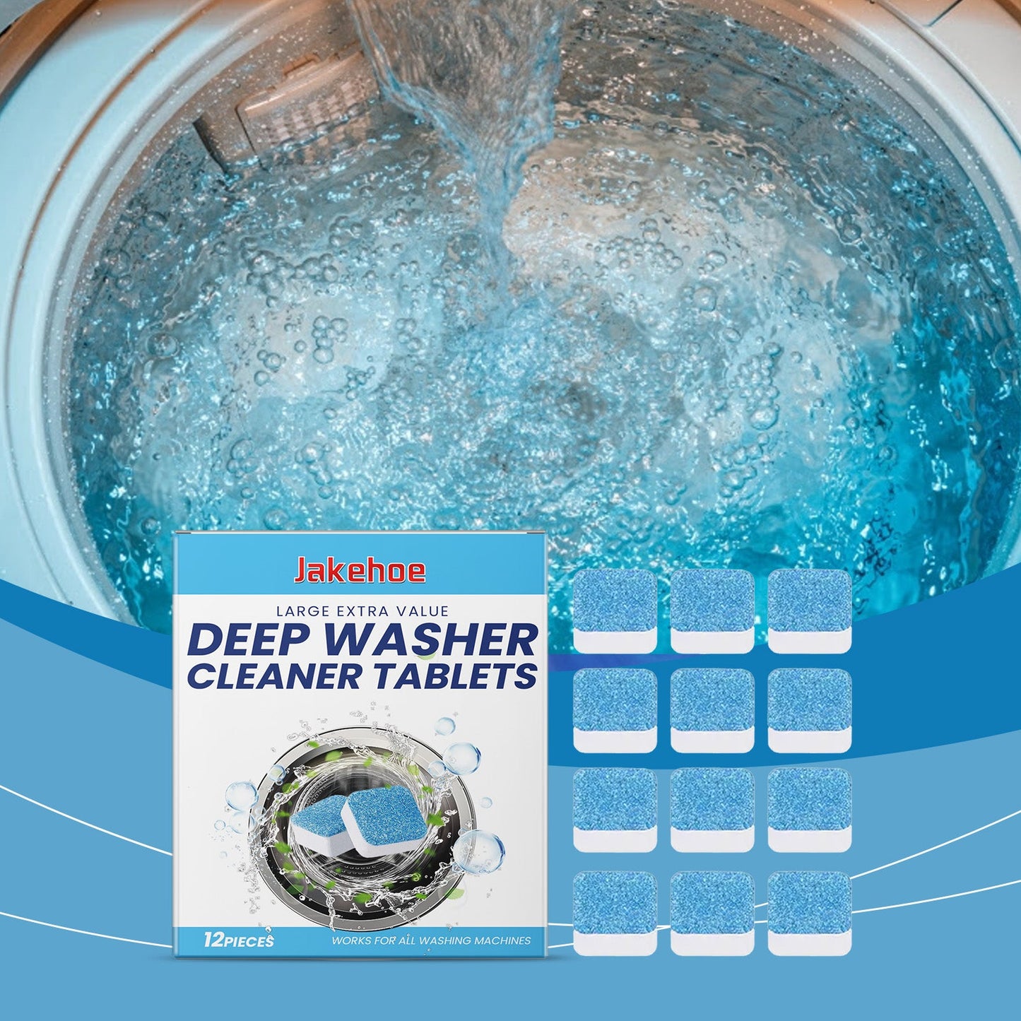 Jakehoe Washing machine cleaning tablets Cleaning, decontamination, odor removal, and fragrance-retaining roller cleaning tablets