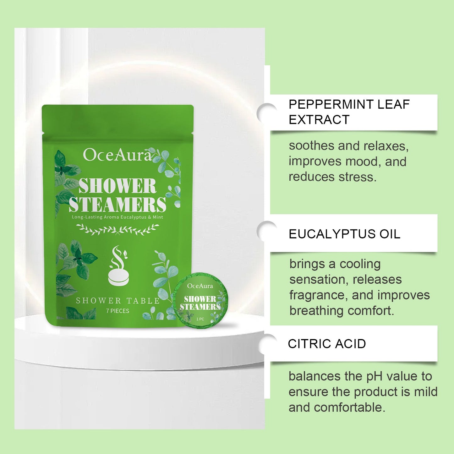 OceAura Mint-scented bath fragrance tablets Gentle cleansing and comfort for the body and skin, alleviating discomfort with aromatherapy tablets