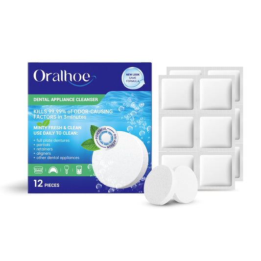 Oralhoe Denture cleaning tablets Oral care, fresh breath, tooth stain removal, braces, denture cleaning tablets, care
