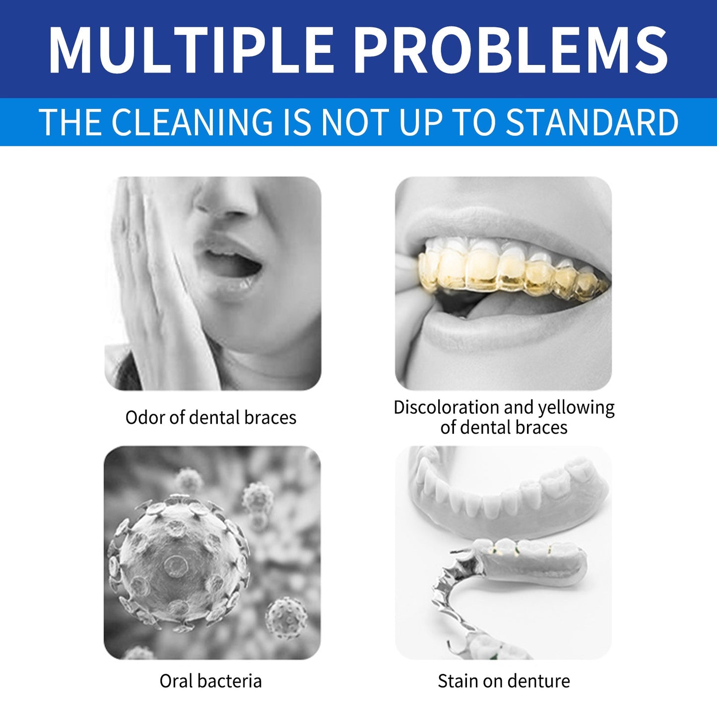 Jaysuing Denture cleaning tablets Whitening Dentures Fresh Breath Oral Care Cleaning Tablets