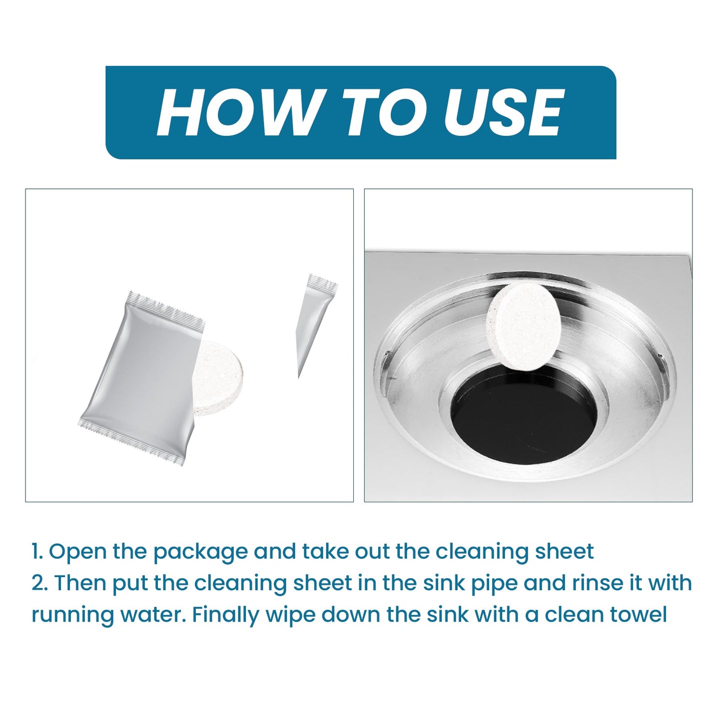 Jue-Fish Sink cleaning tablets Kitchen sink cleaning tablets for removing stains, grease, and unclogging pipes