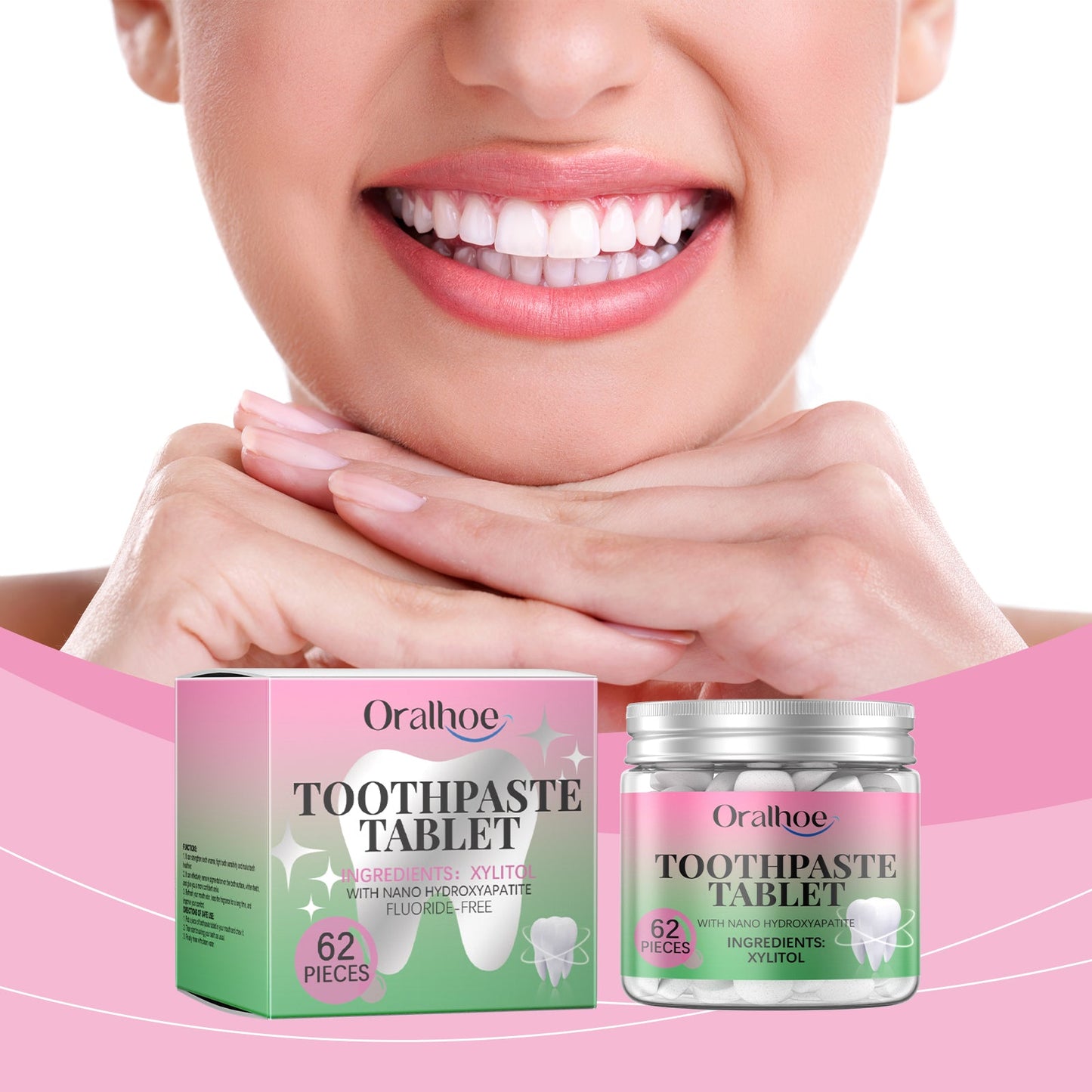 Oralhoe Bubblegum Toothpaste Tablets Clean teeth, maintain oral hygiene, freshen breath, daily care teeth cleaning tablets