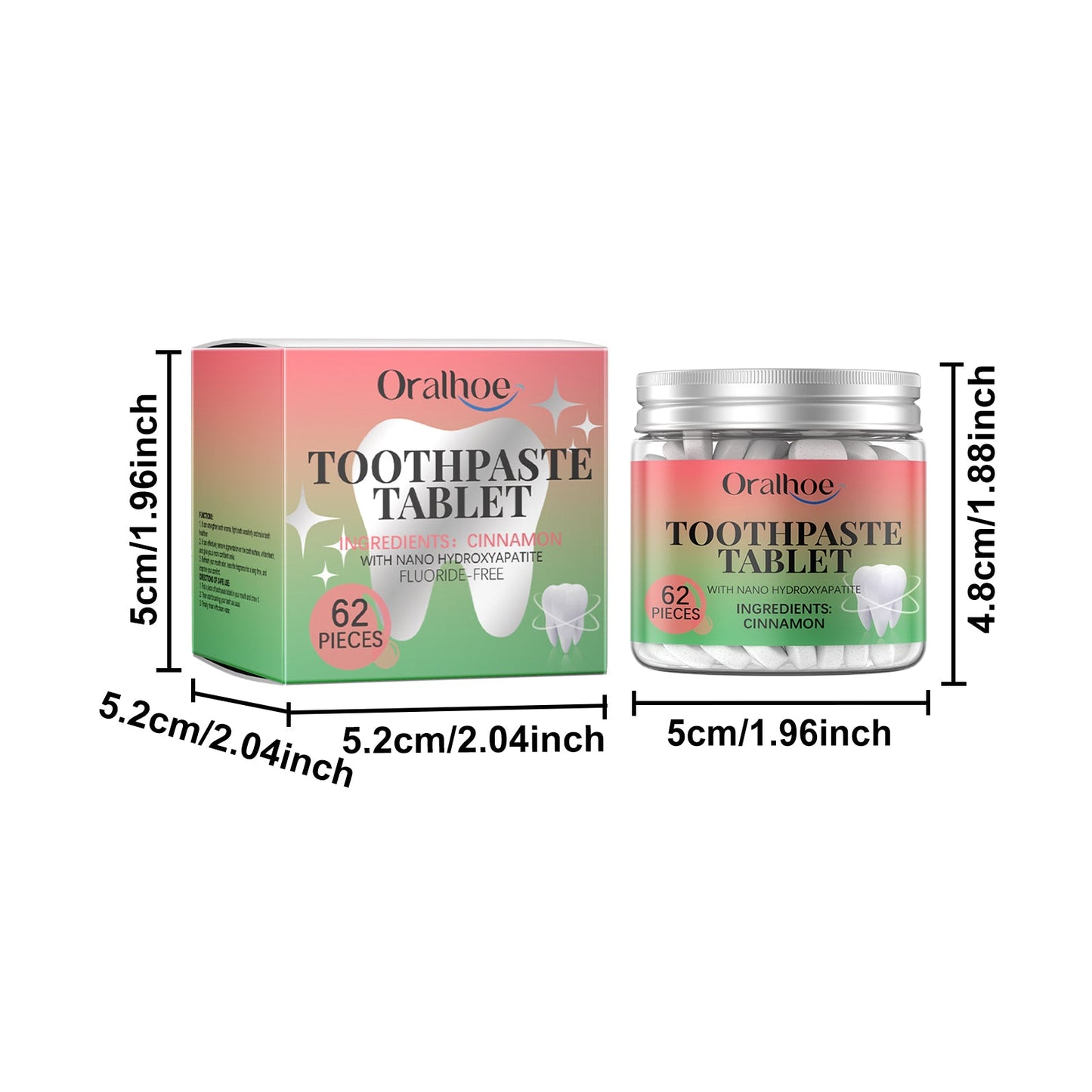 Oralhoe Cinnamon toothpaste tablets Gentle cleaning of dental stains, oral hygiene care, dental care toothpaste tablets