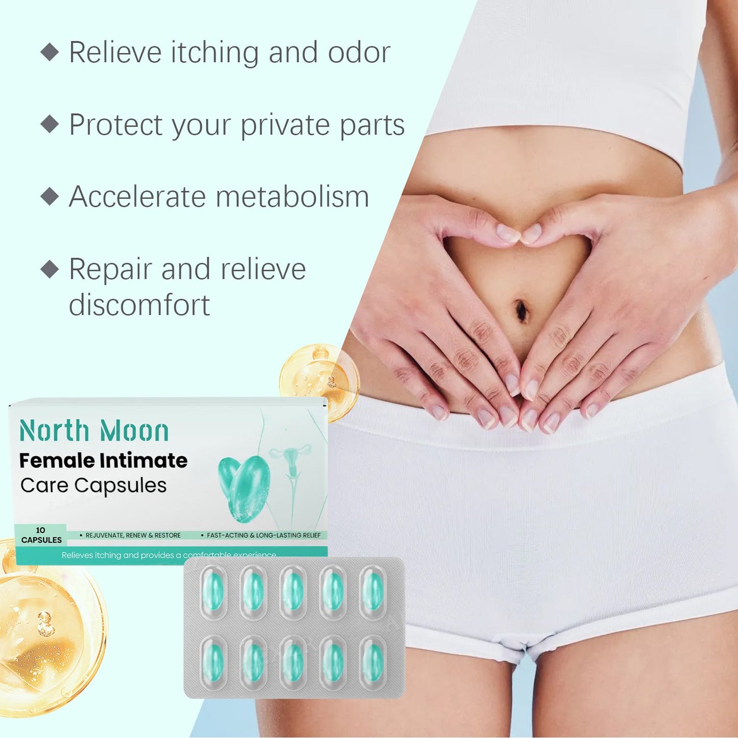 North Moon Women's Body Care Capsules Gentle formula for refreshing odor removal and body balance care