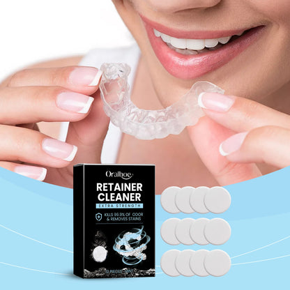 Oralhoe Denture Retainer Cleaning Tablets Cleans bad breath and leaves a pleasant scent, cleaning tablets for braces and dentures care