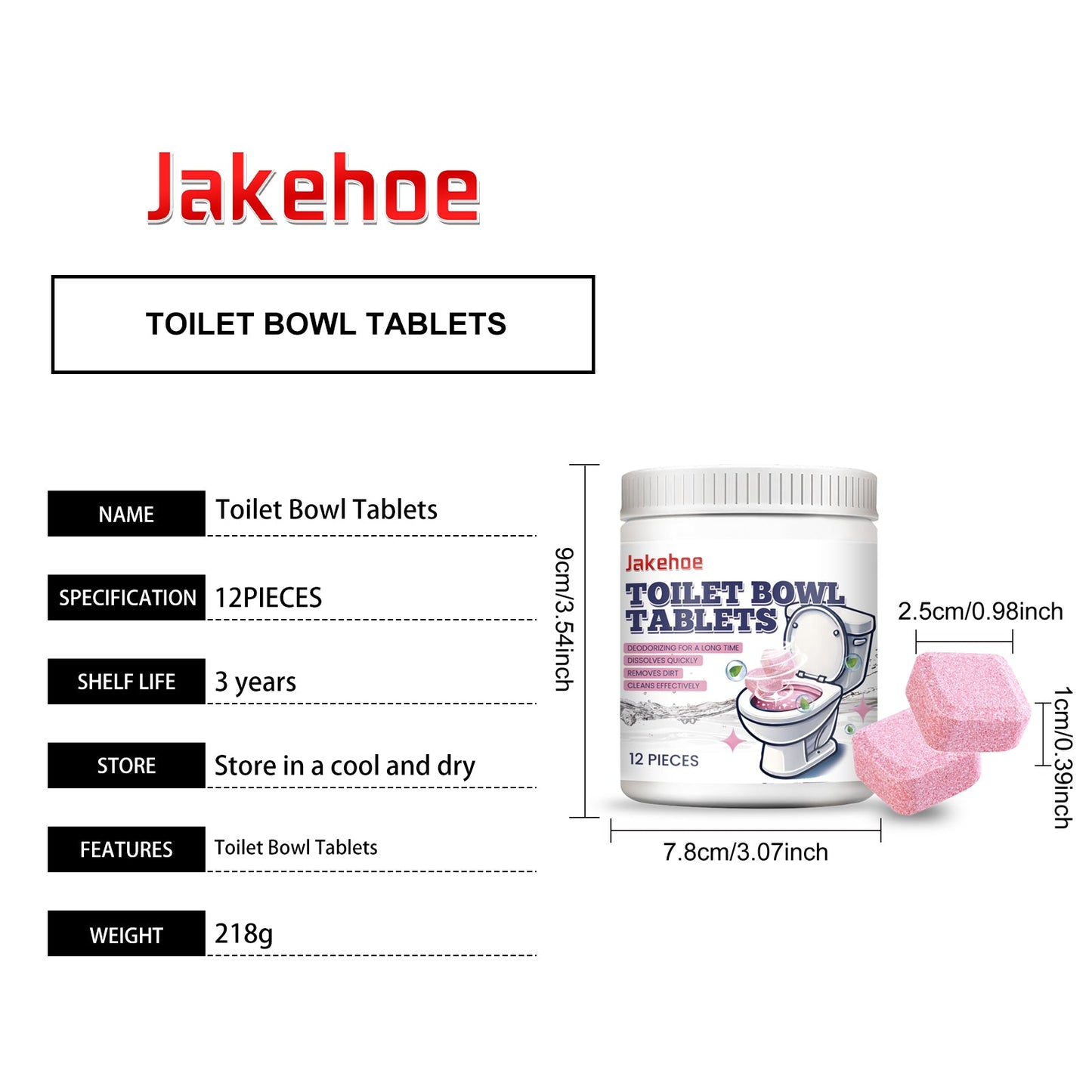 Jakehoe Toilet cleaning effervescent tablets Household toilet cleaning tablets for removing dirt and stains from toilets