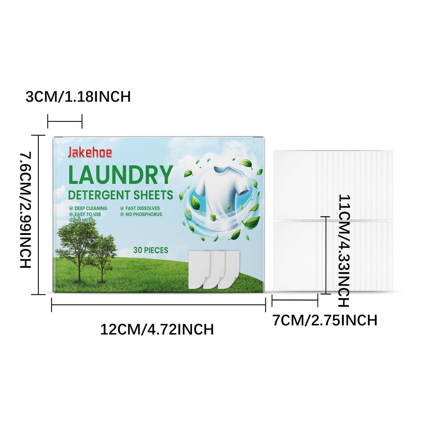 Jakehoe Laundry tablets Convenient household laundry sheets for cleaning and stain removal, protecting fabrics and leaving a long-lasting fragrance