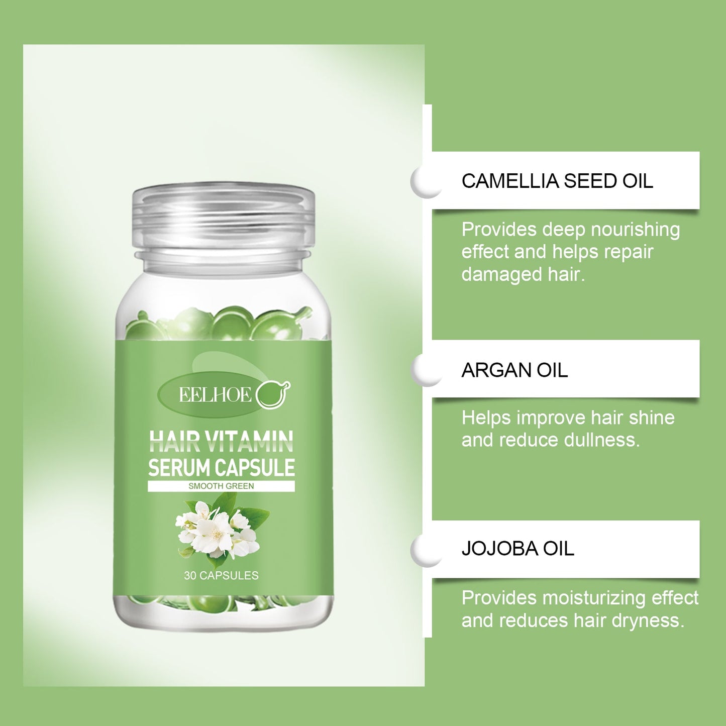 EELHOE Hair Care Essential Oil Capsules Hair nourishing oil for relieving dryness, smoothing hair, and scalp massage